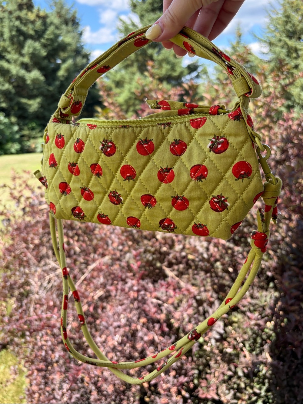 Vera Bradley tomato green red crossbody shoulder bag quilted purse - Picture 5 of 5